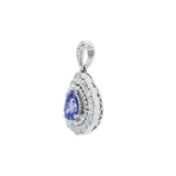 梨形坦桑石圍鑽珠邊吊墜 - WILLS JEWELLERY