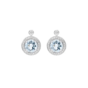 經典圓海藍寶鑽石耳環 - WILLS JEWELLERY