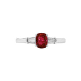 天然枕形紅寶石拼梯方鑽石戒指 - WILLS JEWELLERY