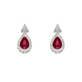 時尚梨形紅寶石鑽石耳環 - WILLS JEWELLERY