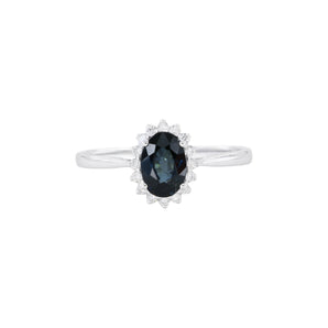 天然藍寶石戴安娜款圍石鑽石戒指 - WILLS JEWELLERY