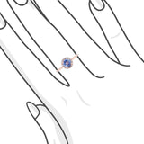 圓形無燒藍寶石圍鑽戒指 - WILLS JEWELLERY