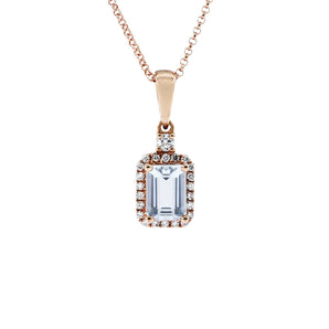 小八角形海藍寶圍石鑽石吊墜 - WILLS JEWELLERY