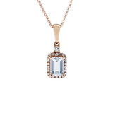 小八角形海藍寶圍石鑽石吊墜 - WILLS JEWELLERY