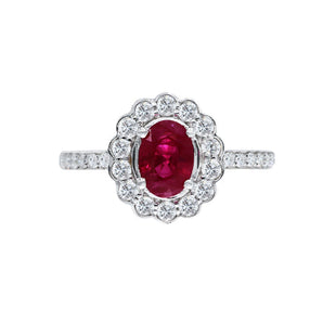 經典貴族橢圓形紅寶石鑽石戒指 - WILLS JEWELLERY