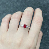 天然枕形紅寶石拼梯方鑽石戒指 - WILLS JEWELLERY
