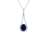 蛋形孤面藍寶石鑽石吊墜 - WILLS JEWELLERY