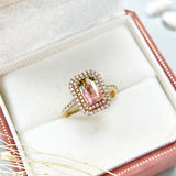 祖母綠切割紅綠雙色碧璽雙行圍鑚戒指 - WILLS JEWELLERY