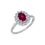經典貴族橢圓形紅寶石鑽石戒指 - WILLS JEWELLERY