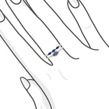 雙行馬眼藍寶石圍石鑽石戒指 - WILLS JEWELLERY