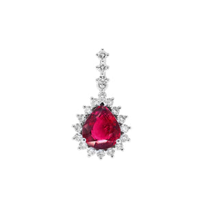 梨形戴安娜款圍鑽紅碧璽吊墜 - WILLS JEWELLERY
