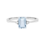 祖母綠形冰藍色海藍寶鑽石戒指 - WILLS JEWELLERY