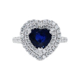 心形藍寶石雙圍石鑽石戒指 - WILLS JEWELLERY