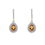 梨形黃寶石雙重圍鑽耳環 - WILLS JEWELLERY