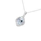 四葉花海藍寶圍鑽吊墜 - WILLS JEWELLERY