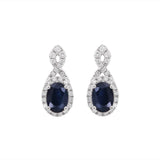 橢圓形藍寶石紐紋圍鑽耳環 - WILLS JEWELLERY