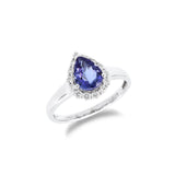 經典梨形坦桑石圍石鑽石戒指 - WILLS JEWELLERY
