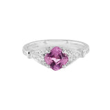正方枕形切割粉紫色藍寶石鑽石戒指 - WILLS JEWELLERY
