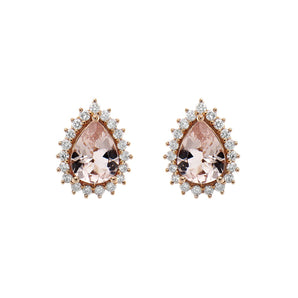 戴安娜款梨形摩根石圍鑽耳環 - WILLS JEWELLERY