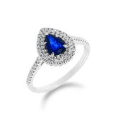《天使 • 圍石》雙鑽梨形藍寶石 - WILLS JEWELLERY
