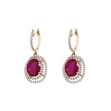 紅寶石雙重圍鑽垂式耳環 - WILLS JEWELLERY