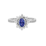 雪花橢圓形坦桑石圍石鑽石戒指 - WILLS JEWELLERY