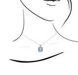 祖母綠形冰藍色海藍寶圍石鑽石項鏈 - WILLS JEWELLERY