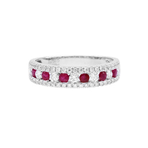 紅寶石鑽石間鑲逼鑲鑽石戒指 - WILLS JEWELLERY