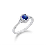 橢圓形藍寶石圍鑽戒指 - WILLS JEWELLERY