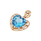 心形天空藍色托帕石鑽石吊墜 - WILLS JEWELLERY