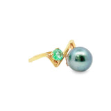 大溪地銀灰珍珠綠寶石戒指 - WILLS JEWELLERY