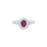 橢圓紅寶鏟邊圍鑽戒指 - WILLS JEWELLERY