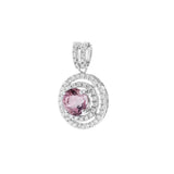 圓形粉紅碧璽雙圍鑽吊墜 - WILLS JEWELLERY