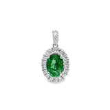 橢圓形沙弗萊珠邊鑽石吊咀 - WILLS JEWELLERY