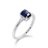 小八角形藍寶石拼梯鑽戒指 - WILLS JEWELLERY