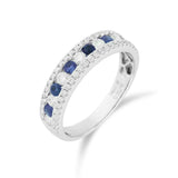 藍寶石鑽石間鑲逼鑲鑽石戒指 - WILLS JEWELLERY