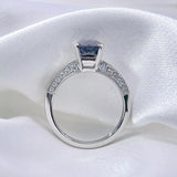 天然枕形金屬灰藍色尖晶石鑽石戒指 - WILLS JEWELLERY