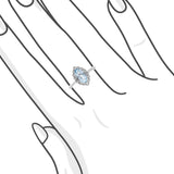 馬眼形冰藍色海藍寶圍石珠邊鑽石戒指 - WILLS JEWELLERY