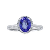 經典橢圓形紫藍坦桑石鑽石戒指 - WILLS JEWELLERY