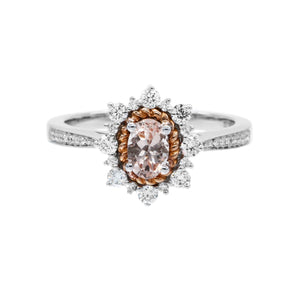 雪花橢圓形摩根石圍石鑽石戒指 - WILLS JEWELLERY