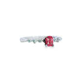 天然枕形紅色尖晶石鑽石戒指 - WILLS JEWELLERY