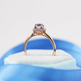 圓形無燒藍寶石圍鑽戒指 - WILLS JEWELLERY