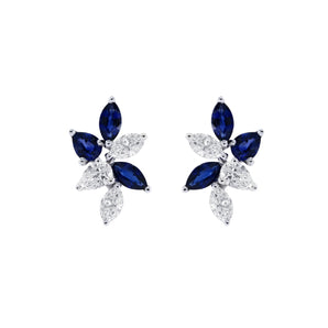 Season・藍寶石拼鑽石耳環 - WILLS JEWELLERY