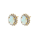 TWINKLE・弧面形蛋白石古典鑽石耳環 - WILLS JEWELLERY