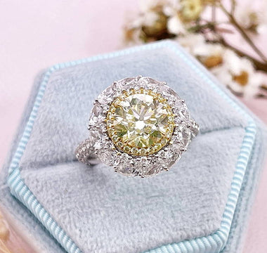 彩鑽鑒賞 - 森林雛菊 · 天然圓形黃鑽鑽石戒指 - WILLS JEWELLERY