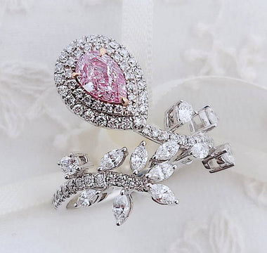 彩鑽鑒賞 -  粉色織夢 · 梨形切割粉鑽戒指 - WILLS JEWELLERY