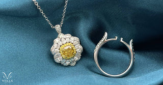 彩鑽鑒賞 - 太陽の花 · 天然枕形黃鑽鑽石戒指 /吊墜 (兩戴款) - WILLS JEWELLERY