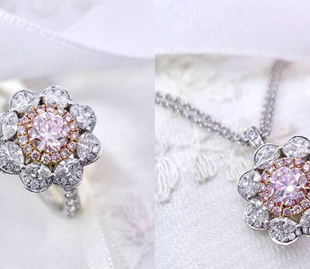 彩鑽鑒賞 - 八瓣花 · 天然圓形粉鑽戒指/吊墜 - WILLS JEWELLERY