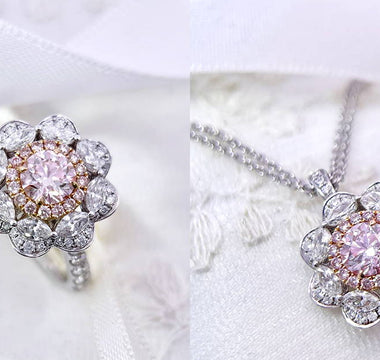 彩鑽鑒賞 - 八瓣花 · 天然圓形粉鑽戒指/吊墜 - WILLS JEWELLERY