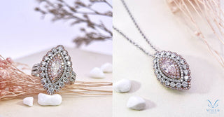 彩鑽鑒賞 - 閉月羞花 ~ 天然馬眼形粉鑽鑽石戒指/吊墜 (兩戴款) - WILLS JEWELLERY